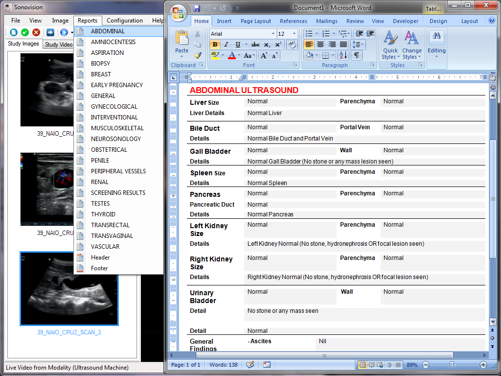 Ultrasound Report Template