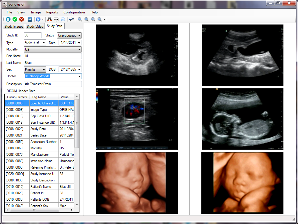 DICOM Header Data and Ultrasound Workstation