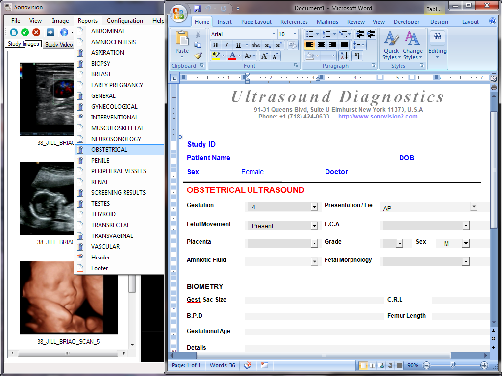 Ultrasound Report Template